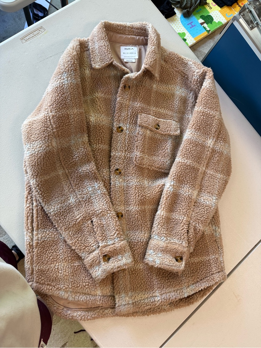 RVCA Beige Sherpa-Lined Jacket